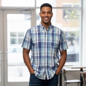 George Blue and White Plaid Men's Shirt